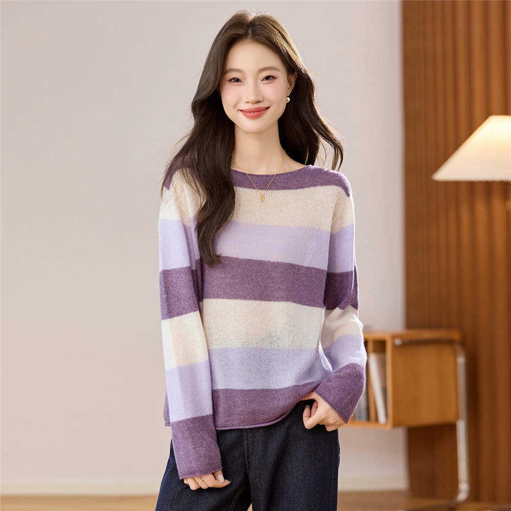 涵悦瑜高级感条纹羊毛衫