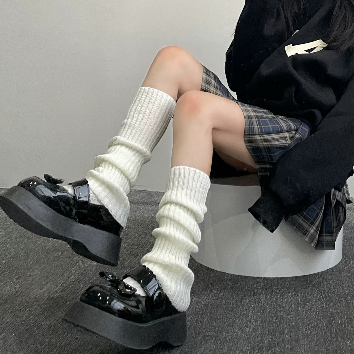 辣妹日系保暖针织堆堆中筒袜套