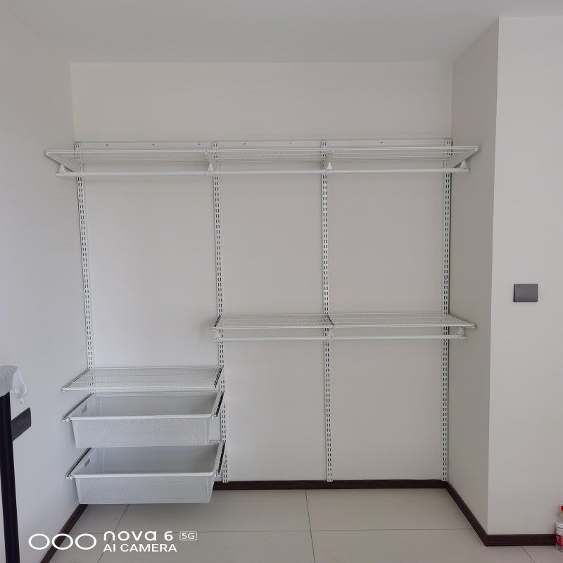 定制卧室金属衣帽架步入式衣帽间开放式卧室砌墙上衣柜框架挂衣橱