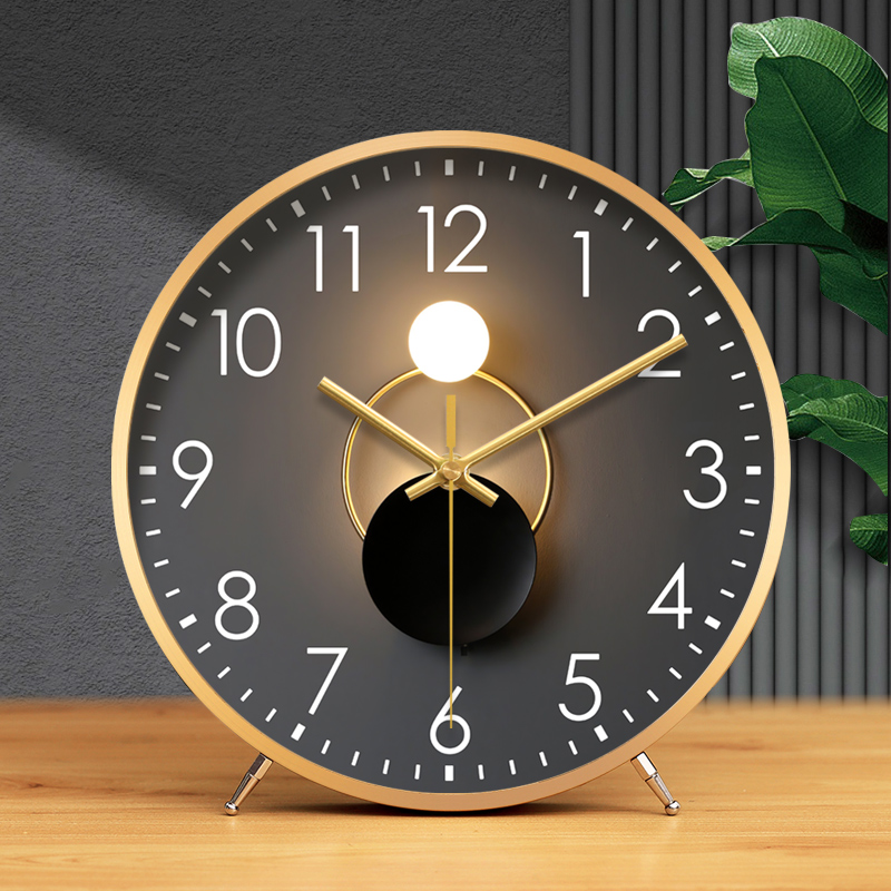 简约现代时摆钟创意客厅钟表摆件座钟高档大气家装精品台式石英钟