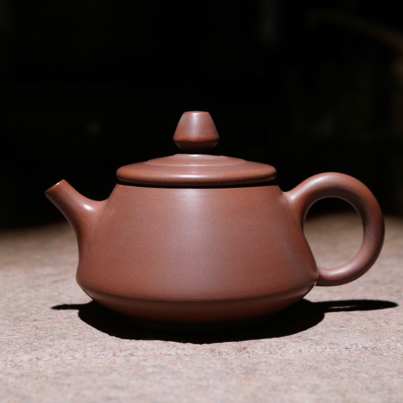 福源陶 钦州坭兴陶光身素全手工110cc小容量仿石瓢壶泥兴陶茶壶