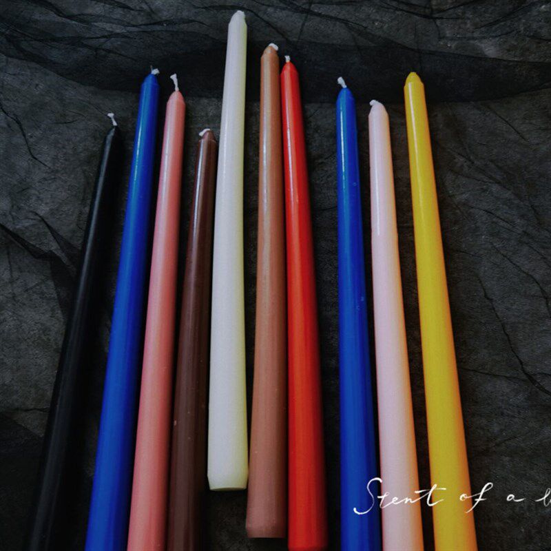 彩色复古长杆无味蜡烛结婚礼宴会家用烛光晚西餐无烟烛台装饰摆件