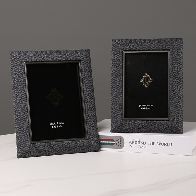 金属皮革相框相架6寸7寸画框相册摆台样板房卧室床头柜摆件装饰品