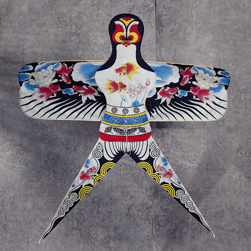 非遗民俗手工竹架瘦沙燕纸鸢 手绘锦鲤烫金收藏送礼装饰拍照风筝