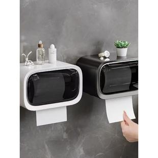 日本卫生间纸巾盒厕纸盒新款卫生纸抽纸盒防水免打孔壁挂式高级感