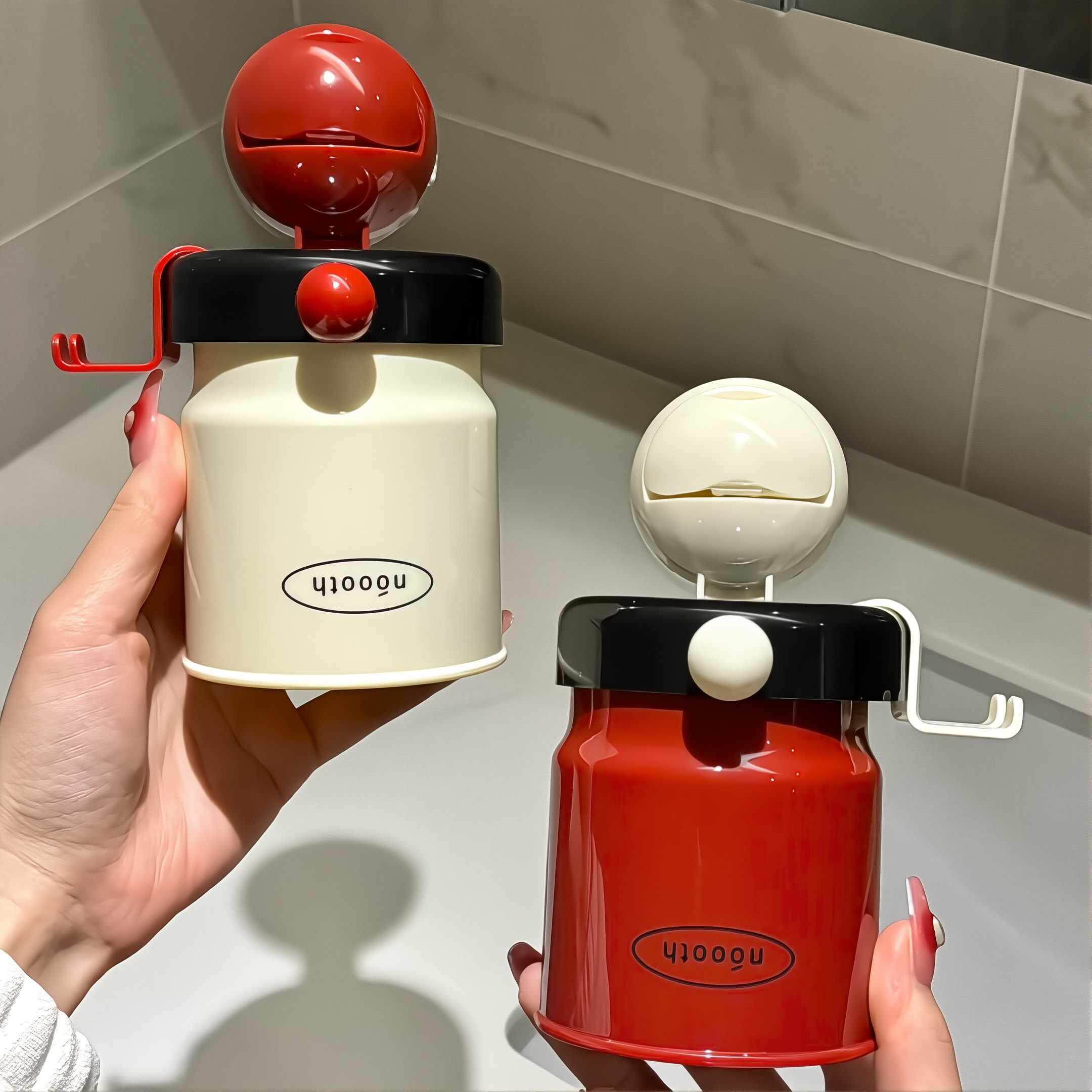 【多巴胺牙刷置物架】吸盘壁挂牙杯卫生间镜柜磁吸漱口杯一家三口