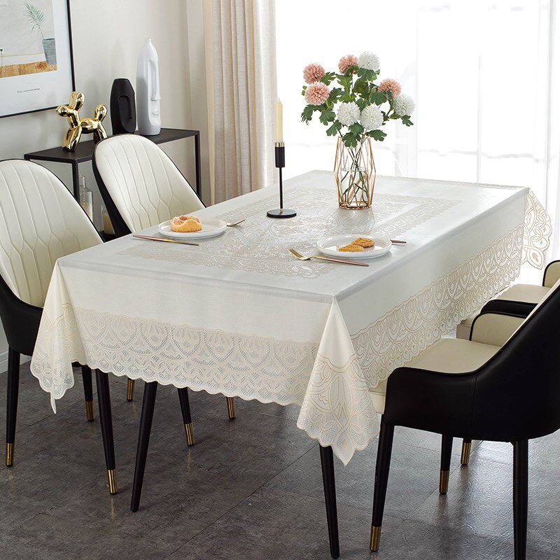 欧式pvc桌布防水防油免洗蕾丝餐桌布长方形140*200cm家用台布盖布