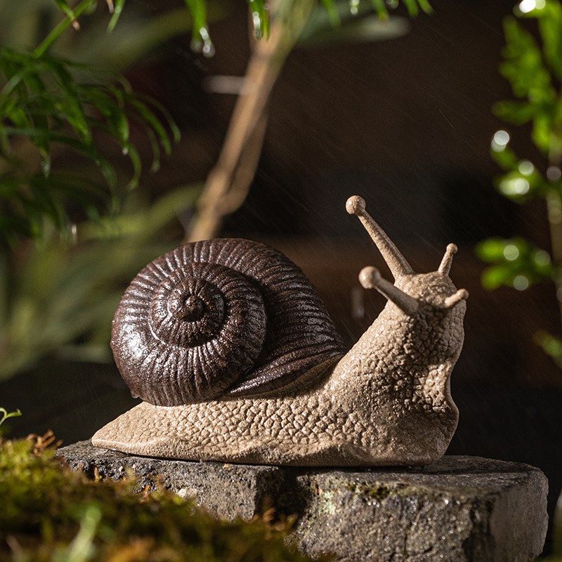 创意仿真蜗牛陶瓷摆件田园盆栽假山水族造景迷你动物微景观装饰品