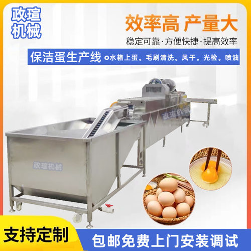 鸡蛋鸭蛋洗蛋机 鸡蛋清洁烘干照蛋杀菌喷油打码设备 蛋制品洗蛋机