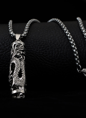 欧美嘻哈个性钛钢项链男士复古龙柱吊坠潮人配饰长款毛衣链挂件女