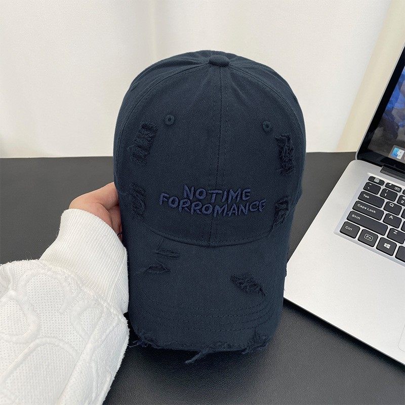 韩版破洞棒球帽子字母立体刺绣显脸小鸭舌帽户外遮阳帽男女同款