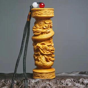高档黄杨木雕生艺肖龙工品手把件盘龙柱柄居蟠手龙客厅家装饰品小