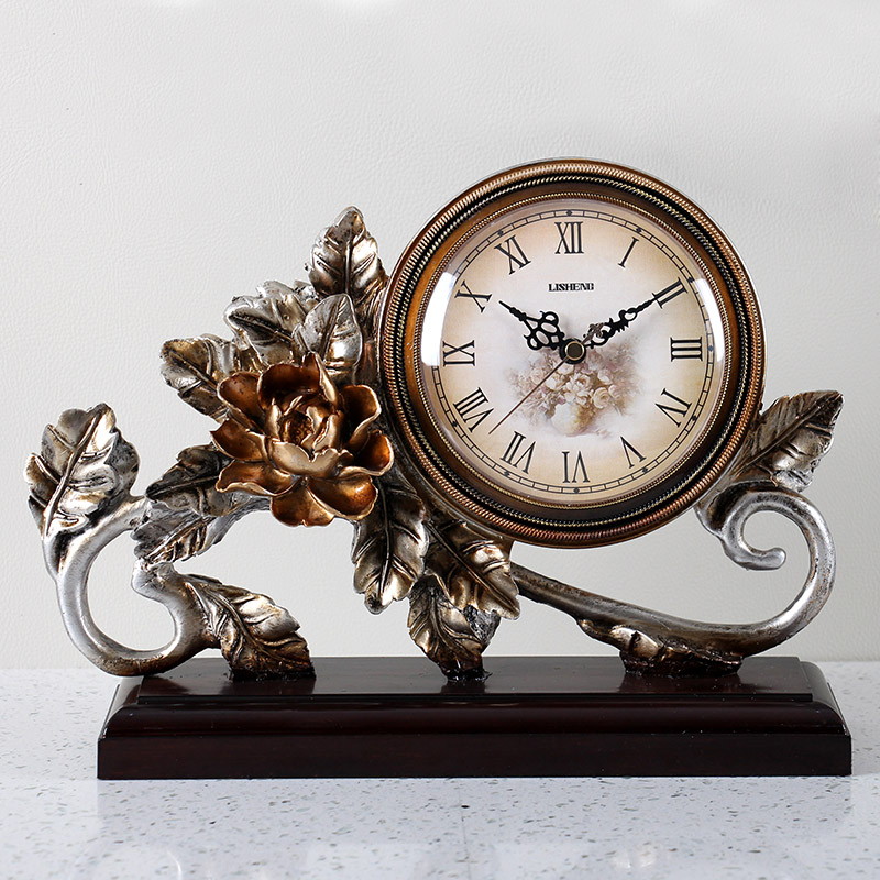 复古座钟客厅中式怀旧静音中式家用台式钟表创意欧式时尚摆件坐钟