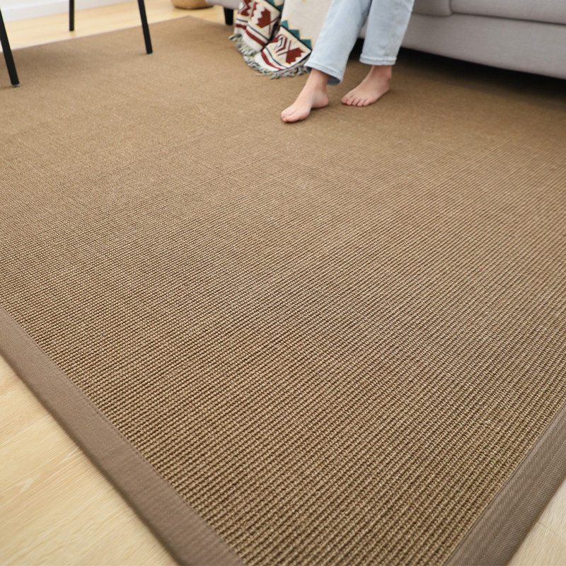 塞尚进口深色剑麻地毯环保简约客厅茶几垫卧室书房茶室麻地垫定制
