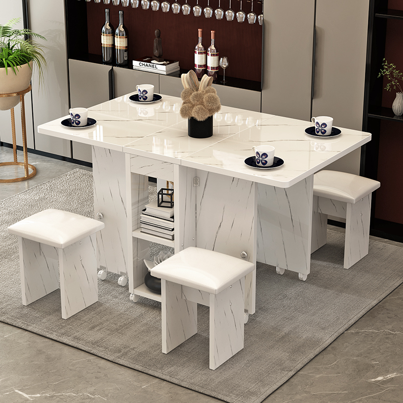 简约现代折叠餐桌小户型可移动长方形多功能超薄家用宿舍吃饭桌子