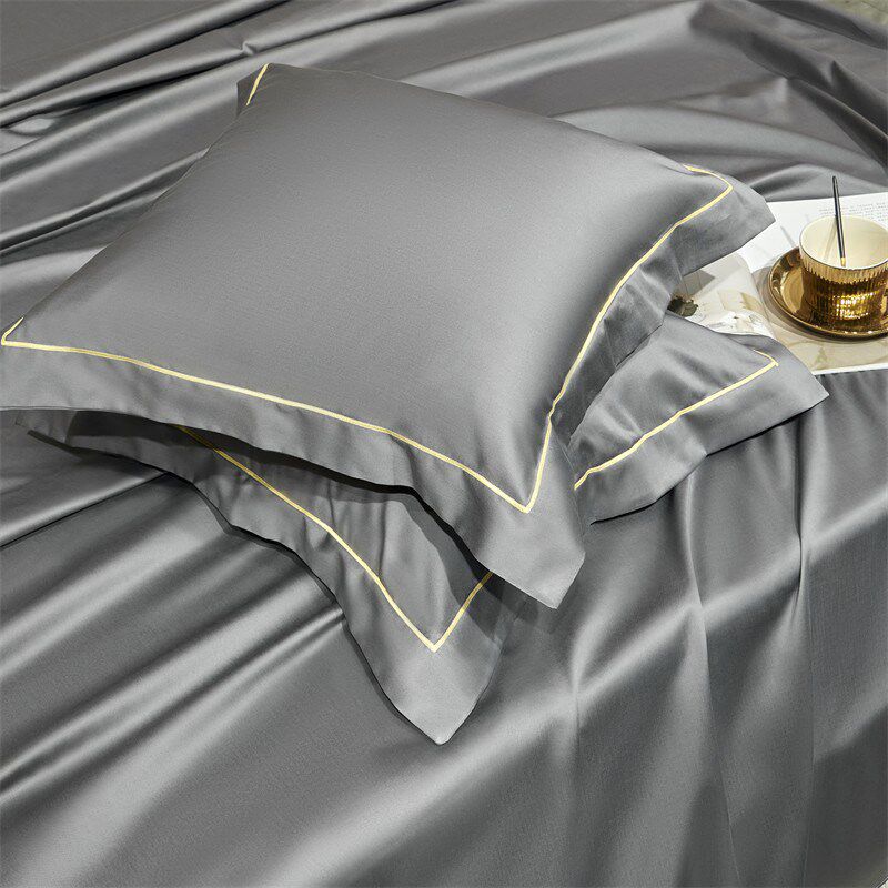 100S新疆长绒棉贡缎靠垫套床上用品床头靠背简约纯色方抱枕套单只