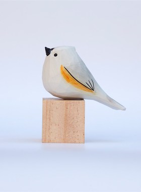 小白鸟玄凤木雕可爱桌面情绪稳定小摆件家居饰品木质雕刻田园装饰