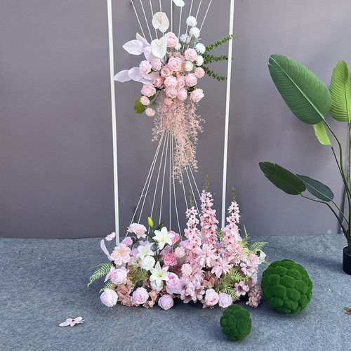 婚庆道具粉色系婚礼布置仿真花艺幼儿园典礼节日氛围装饰路引花排