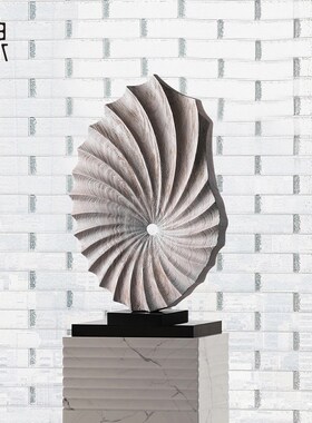 样板房抽象木雕竖高玄关装饰摆件客厅电视柜实木艺术雕塑软装饰品