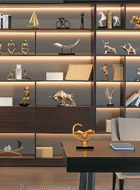 招财办公室摆件软装领导高档书柜酒柜客厅书房装饰品家居桌面摆设