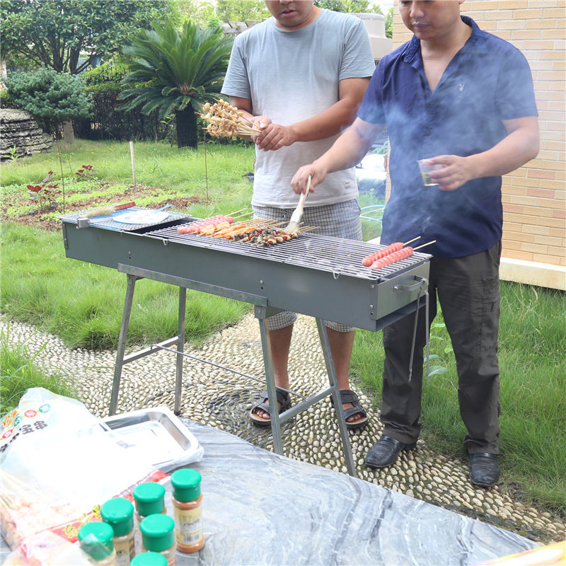 蝶烤香超加宽大号木炭烧烤炉120长26内宽加厚烧烤架商用烧烤店户