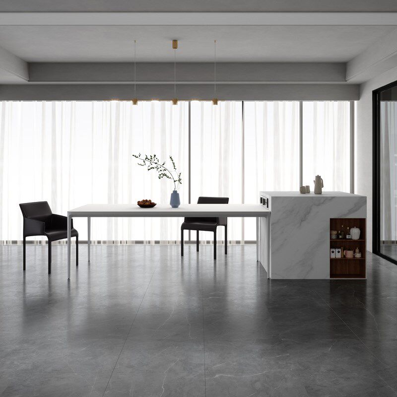 岩板餐桌德利丰纯白色现代简约方形设计师进口意式拉米娜岩板餐桌