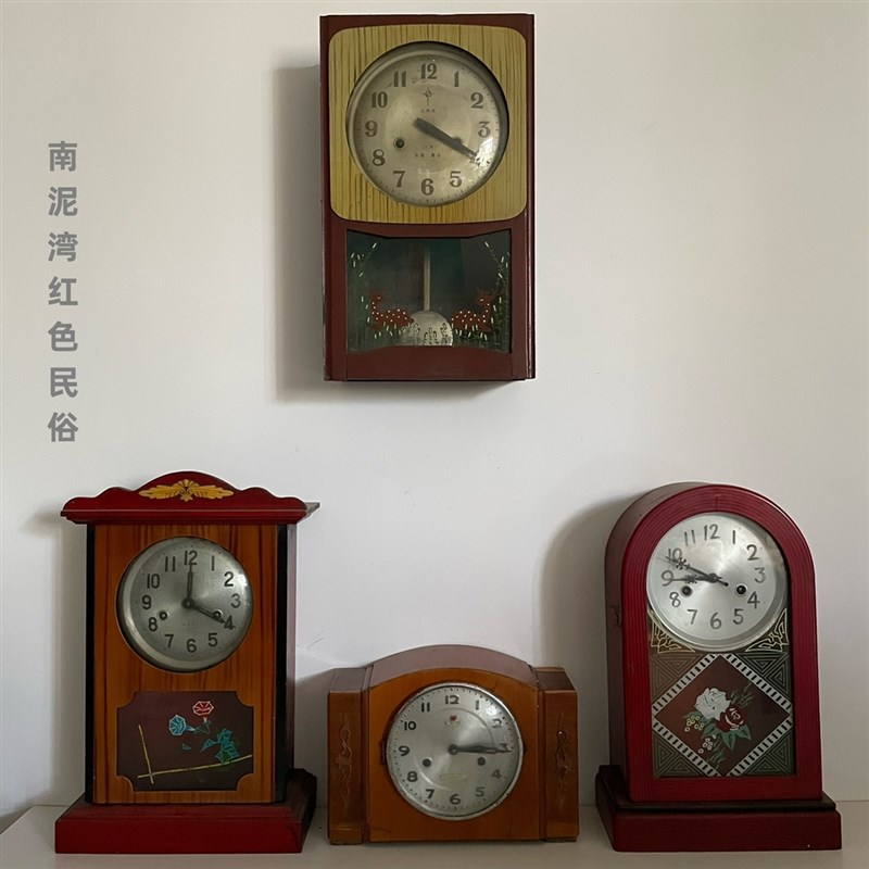 怀旧老物件老式挂钟老式机械钟表摆件上弦钟表民宿农家乐复古装饰