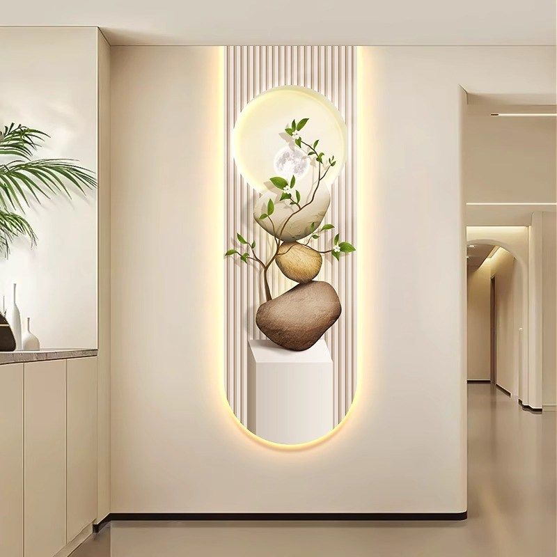 壁灯奶油风入户玄关装饰画石来运转走廊尽头led灯壁画高级感挂画