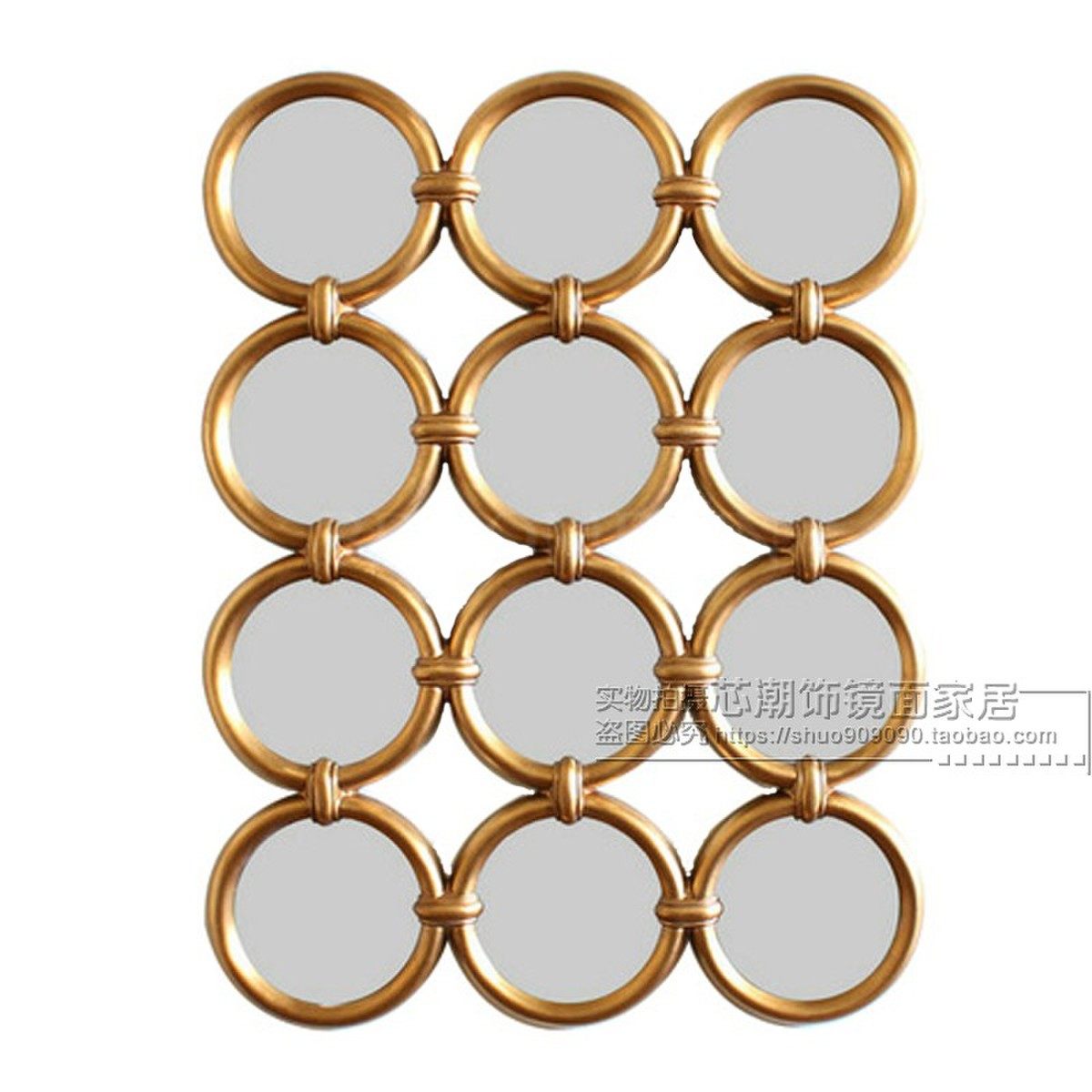 新古典圆形组合装饰镜壁饰挂镜餐厅大厅背景墙面镜子定制玄关镜子