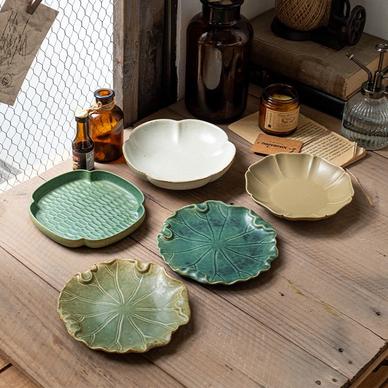 巷子尾每款都好看覆古粗陶点心碟茶点盘花形陶瓷寿司碟子壶承