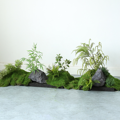 室内仿真绿植造景客厅玄关落地植物景观庭院生态苔藓石头装饰摆设