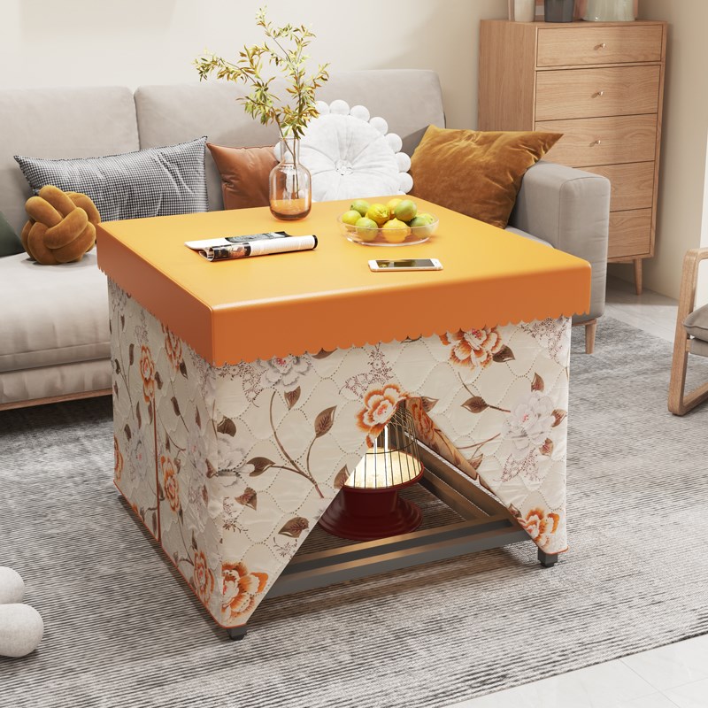 冬季烤火桌2024新款可折叠摆摊桌子简易取暖架多功能不锈钢掼蛋桌