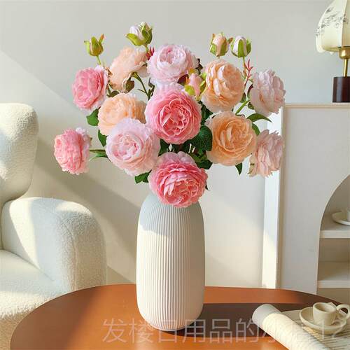 正品彷玫瑰花假花干花真花束摆设客厅餐桌生装塑料彷花插花饰花艺