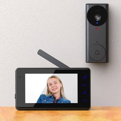 跨境新款免双布线可视门讲IXY铃室2.4G无线工对内低功耗视频门铃