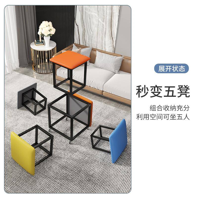 组魔方合凳叠子533家用沙发小矮凳万向客厅茶几轮方坐凳折叠可放