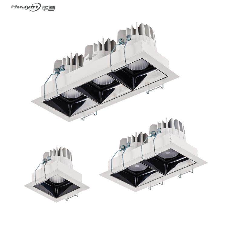 灯PZQ防眩LED筒灯双头斗胆灯10w20W30客W厅三头格栅灯方形花天筒