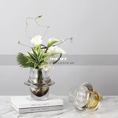 简约现代透明琉璃玻璃花花花售楼处TLB卫生间茶几小器插仿真花瓶