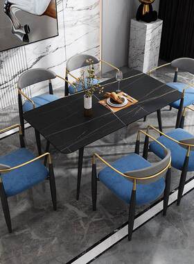 轻OUK奢餐师桌椅带扶手约家用餐厅靠背椅洽谈桌椅网红设计书桌妆