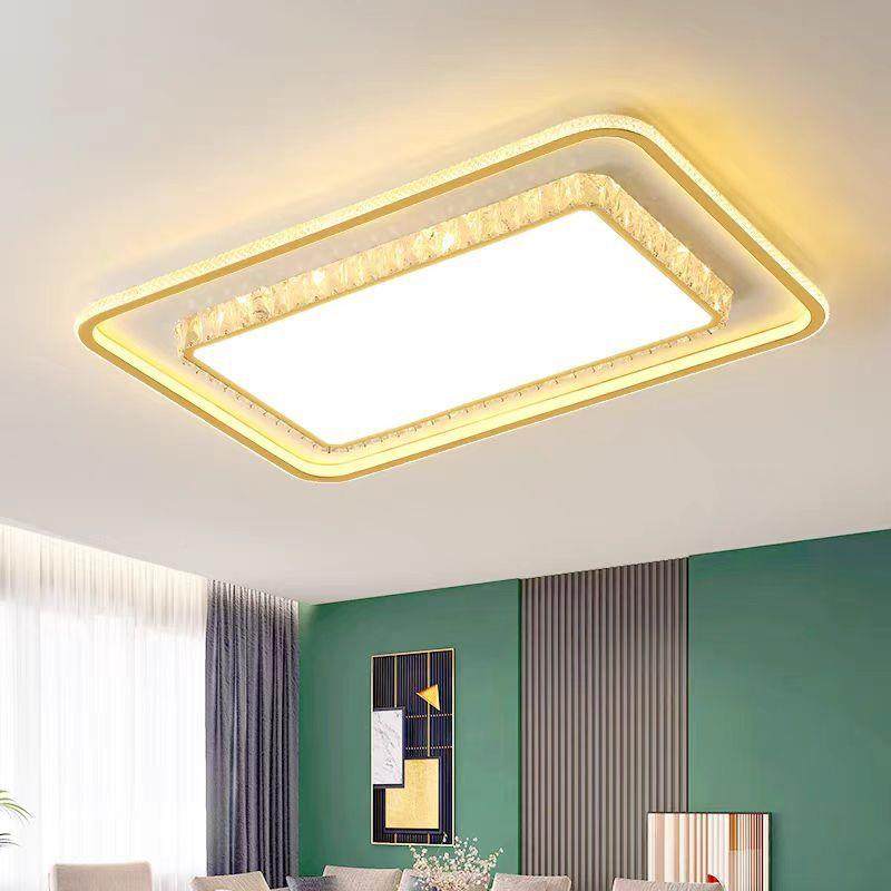 F7NN1l奢ed水晶吸顶灯轻大客厅灯简约现灯代长气84434方形卧室餐