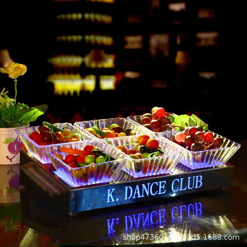 kv果盘碟酒吧d小吃盘不锈钢wz-006t发光果盘架充电水果拼盘le意创