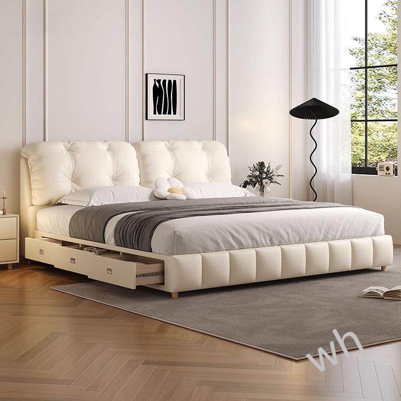 雯P奶1圣卡纳法式朵油轻BPD奢现代简约床云床婚床主卧双人床婚床