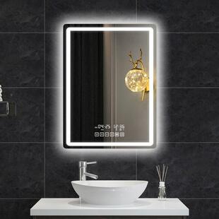 智能子触摸镜屏卫镜生间洗手间885子带防雾竖款浴灯室镜子挂墙式