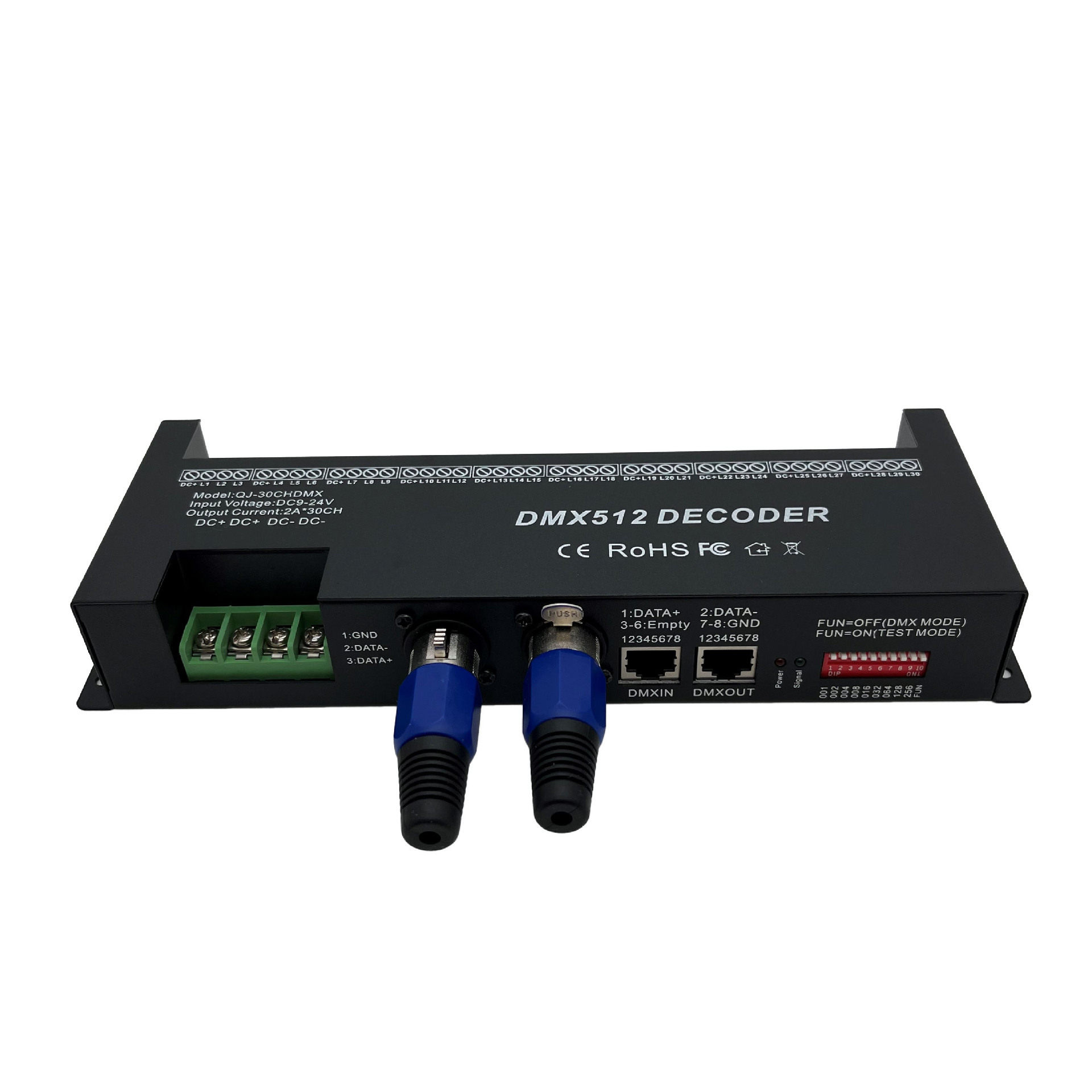 9-24VLED舞台灯控制器30通道工程DMX512解码器30路DMX512控制器