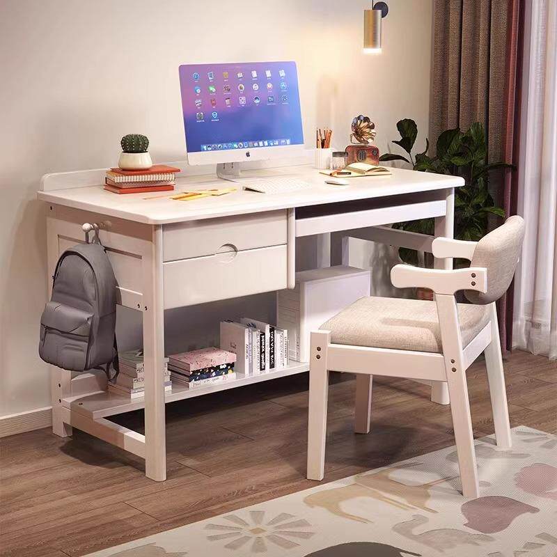 台式机电脑桌带键盘托简约办工室作台卧VMM写学习字桌家用实公木