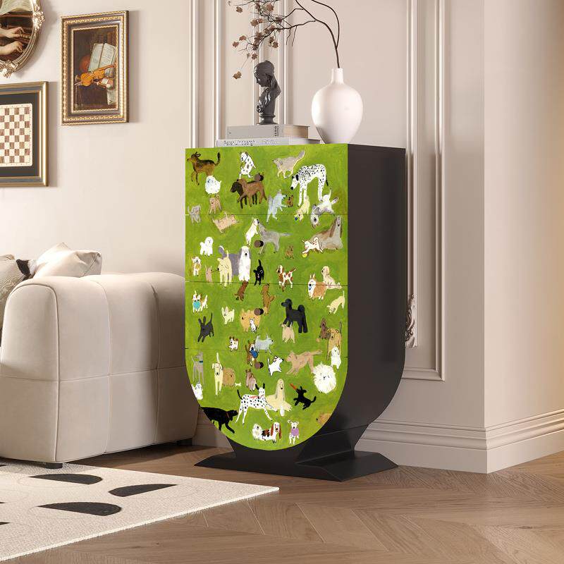 法实术木艺式可爱小狗斗柜入户玄四关柜卧室收纳柜多功能沙GH12发