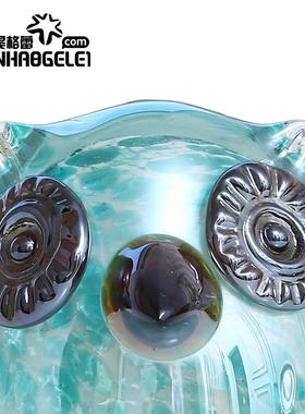 天昊格蕾手工美创意玻璃头鹰摆件板房猫边几式样卧TH室书架装饰摆