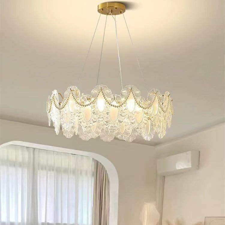 法温914式水吊灯轻奢馨浪漫艺术珍珠晶贝壳灯创意玻璃设感计客厅