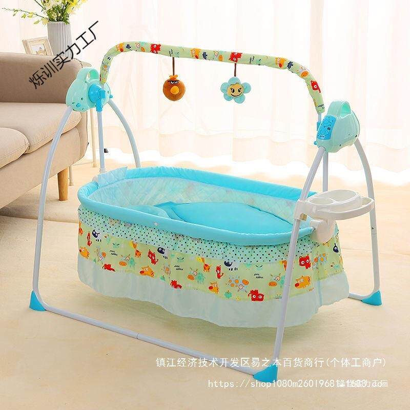 婴儿动智能摇宝篮NUG床刚出生宝摇摇床可折多功能电0-3岁叠儿天蓝