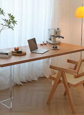 MSC实木电餐桌工家用小型亚克力悬浮长条作台书房简约靠墙户脑桌