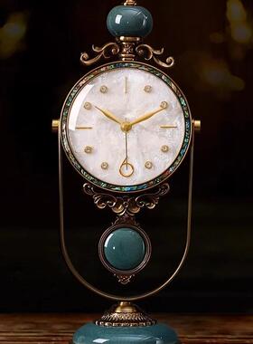 轻复古座钟客厅座钟台式面工艺钟时摆件奢装饰家用欧式JIC石英桌